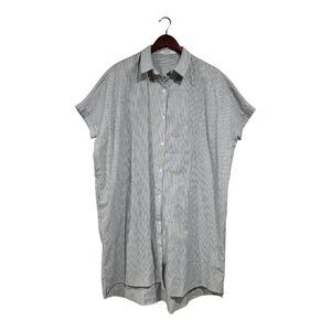 Mod Ref Women's Striped Shirt Dress Black White Oversized Boxy Pockets Sz M